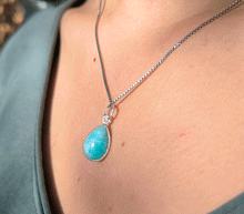 Naložite sliko v pregledovalnik galerije, srebrni obesek 925 amazonit nakit kristal srebro 925 amazonit zenski nakit modni nakit kristali obesek kristali poldragi kamni talisman