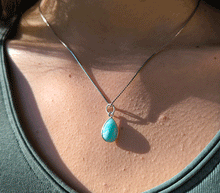 Naložite sliko v pregledovalnik galerije, srebrni obesek 925 amazonit nakit kristal srebro 925 amazonit zenski nakit modni nakit kristali obesek kristali poldragi kamni talisman