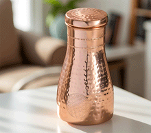 Naložite sliko v pregledovalnik galerije, bakrena karafa steklenica za vodo bakrena flaška steklenica iz bakra flaška iz bakra baker flaska kovana za vodo iz bakra 1000ml