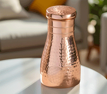 Naložite sliko v pregledovalnik galerije, bakrena karafa steklenica za vodo bakrena flaška steklenica iz bakra flaška iz bakra baker flaska kovana za vodo iz bakra 1000ml