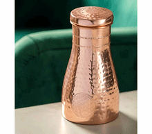 Naložite sliko v pregledovalnik galerije, bakrena karafa steklenica za vodo bakrena flaška steklenica iz bakra flaška iz bakra baker flaska kovana za vodo iz bakra 1000ml