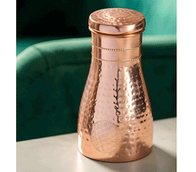 Naložite sliko v pregledovalnik galerije, bakrena karafa steklenica za vodo bakrena flaška steklenica iz bakra flaška iz bakra baker flaska kovana za vodo iz bakra 1000ml