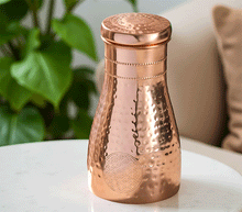 Naložite sliko v pregledovalnik galerije, bakrena karafa steklenica za vodo bakrena flaška steklenica iz bakra flaška iz bakra baker flaska kovana za vodo iz bakra 1000ml
