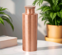 Naložite sliko v pregledovalnik galerije, bakrena karafa steklenica za vodo bakrena flaška steklenica iz bakra flaška iz bakra baker flaska kovana za vodo iz bakra 700 ml