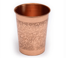 Naložite sliko v pregledovalnik galerije, bakreni kozarec za vodo iz bakra kozarec iz bakra baker kozarec bakreni kozarec za vodo iz bakra cvetlični vzorec