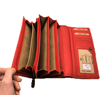 Naložite sliko v pregledovalnik galerije, zenska usnjena denarnica Pragati usnje velika denarnica iz usnja rdeca zenske usnjene denarnice