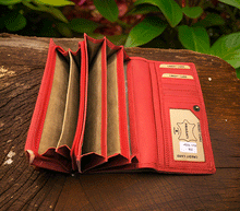 Naložite sliko v pregledovalnik galerije, zenska usnjena denarnica Pragati usnje velika denarnica iz usnja rdeca zenske usnjene denarnice