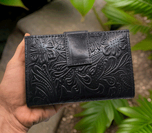 Naložite sliko v pregledovalnik galerije, usnjena denarnica zenska usnje enobarvna denarnica crna usnjena denarnica usnjene denarnice prakticna denarnica usnje