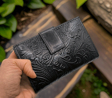 Naložite sliko v pregledovalnik galerije, usnjena denarnica zenska usnje enobarvna denarnica crna usnjena denarnica usnjene denarnice prakticna denarnica usnje