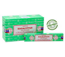 Naložite sliko v pregledovalnik galerije, Satya eucalyptus dicese palcke evkaliptus disave darilo joga dvig energije sadhana kadila kadilo naravne dišeče palčke naravne dišave satya evkaliptus