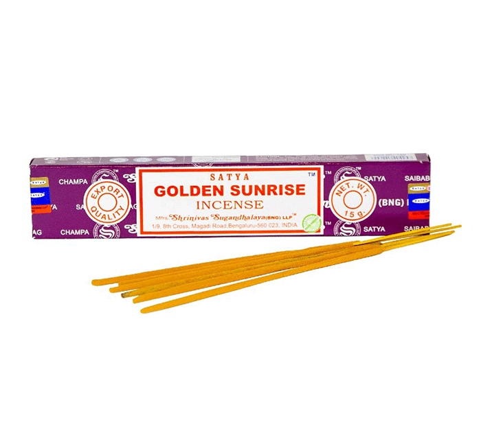 Satya Sai Baba Golden Sunrise dišeče palčke Satya disece palcke dišave Satya Golden Sunrise disave kadila meditiranje duhovnost dišeče palčke Sai baba sproscanje disave za dom meditacija dišave Satya