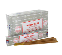 Naložite sliko v pregledovalnik galerije, Satya white sage 15g dišeče palčke beli žajbelj Satya disece palcke dišave Satya white sage disave kadila beli žajbelj meditiranje duhovnost dišeče palčke beli zajbelj Sai baba Satya white sage 15g dišeče palčke beli zajbelj sproscanje disave za dom meditacija dišave aromaterapija