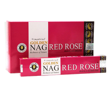 Naložite sliko v pregledovalnik galerije, dišeče palčke Vijayshree GOLDEN NAG red rose masala disece palcke rdeca vrtnica kadilo kadila dišava za dom kadilo za dom vijayshree golden nag red rose dišeče palčke za meditacijo rdeča vrtnica naravne dišeče palčke vijayshree golden nag red rose aromaterapija meditacija sprostitev