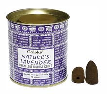 Naložite sliko v pregledovalnik galerije, diseci stozci backflow incense cones goloka natures lavender sivka backflow diseci stozci disave darilo joga dvig energije sadhana kadila kadilo naravni dišeči stožci backflow disave dišave