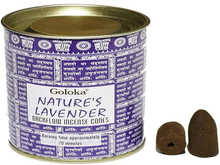 Naložite sliko v pregledovalnik galerije, diseci stozci backflow incense cones goloka natures lavender sivka backflow diseci stozci disave darilo joga dvig energije sadhana kadila kadilo naravni dišeči stožci backflow disave dišave