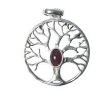 Naložite sliko v pregledovalnik galerije, srebrni obesek drevo zivljenja 925 kristal rubin nakit srebro 925 drevo zivljenja rubin zenski nakit kristali poldragi kamni nakit drevo zivljenja obesek iz srebra