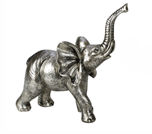 Naložite sliko v pregledovalnik galerije, Slonček kipec stoječi srebrn 22.5 cm - moč, sreča