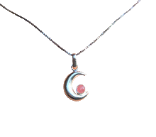 Naložite sliko v pregledovalnik galerije, srebrni obesek luna 925 kristal rodohrozit nakit srebro 925 luna rodohrozit zenski nakit kristali poldragi kamni nakit lunin obesek iz srebra