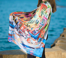 Naložite sliko v pregledovalnik galerije, obojestranski ženski šal poletni šali modni sal pisani sali cvetlice prehodni sal viskoza svila barvit ženski šali moda udoben šal mehek obojestranski sal jesenski šal cvetlični ženski šal