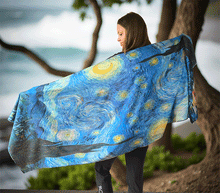 Naložite sliko v pregledovalnik galerije, obojestranski ženski šal poletni šali modni sal pisani sali cvetlice prehodni sal viskoza svila barvit ženski šali moda udoben šal mehek obojestranski sal jesenski šal ženski šal moda zvezde