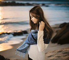 Naložite sliko v pregledovalnik galerije, sal sali šal šali pasmina pašmina ženski šali modni šali zenski sal bombaž viskoza šali lepota mehko jesenski šal zimski šal prehodni šal poletni šali moder modra