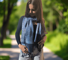 Naložite sliko v pregledovalnik galerije, sal sali šal šali pasmina pašmina ženski šali modni šali zenski sal bombaž viskoza šali lepota mehko jesenski šal zimski šal prehodni šal poletni šali moder modra vzorci