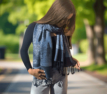 Naložite sliko v pregledovalnik galerije, sal sali šal šali pasmina pašmina ženski šali modni šali zenski sal bombaž viskoza šali lepota mehko jesenski šal zimski šal prehodni šal poletni šali moder modra vzorci