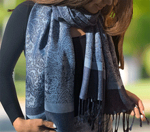 Naložite sliko v pregledovalnik galerije, sal sali šal šali pasmina pašmina ženski šali modni šali zenski sal bombaž viskoza šali lepota mehko jesenski šal zimski šal prehodni šal poletni šali moder modra vzorci