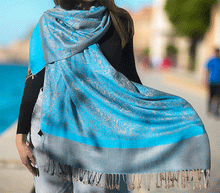 Naložite sliko v pregledovalnik galerije, sal sali šal šali pasmina pašmina ženski šali modni šali zenski sal bombaž viskoza šali lepota mehko jesenski šal zimski šal prehodni šal poletni šali vzorci moder turkiz