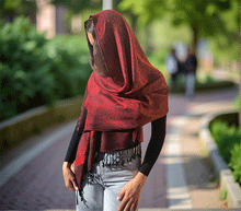 Naložite sliko v pregledovalnik galerije, sal sali šal šali pasmina pašmina ženski šali modni šali zenski sal bombaž viskoza šali lepota mehko jesenski šal zimski šal prehodni šal poletni šali rdeča vzorci