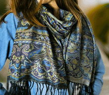 Naložite sliko v pregledovalnik galerije, sal sali šal craz šali pasmina pašmina ženski šali modni šali zenski sal bombaž viskoza šali lepota mehko jesenski šal zimski šal prehodni šal poletni šali črna modra naravni materiali good vibes