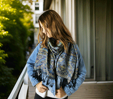 Naložite sliko v pregledovalnik galerije, sal sali šal craz šali pasmina pašmina ženski šali modni šali zenski sal bombaž viskoza šali lepota mehko jesenski šal zimski šal prehodni šal poletni šali črna modra naravni materiali good vibes