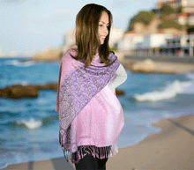 Naložite sliko v pregledovalnik galerije, sal sali šal šali pasmina pašmina ženski šali modni šali zenski sal bombaž viskoza šali lepota mehko jesenski šal zimski šal prehodni šal poletni šali vijola roza