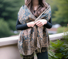 Naložite sliko v pregledovalnik galerije, sal sali šal šali pasmina pašmina ženski šali modni šali zenski sal bombaž viskoza šali lepota mehko jesenski šal zimski šal prehodni šal poletni šali zelena rjava turkiz naravni materiali