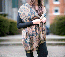 Naložite sliko v pregledovalnik galerije, sal sali šal šali pasmina pašmina ženski šali modni šali zenski sal bombaž viskoza šali lepota mehko jesenski šal zimski šal prehodni šal poletni šali zelena rjava turkiz naravni materiali