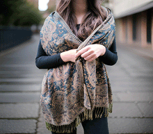 Naložite sliko v pregledovalnik galerije, sal sali šal šali pasmina pašmina ženski šali modni šali zenski sal bombaž viskoza šali lepota mehko jesenski šal zimski šal prehodni šal poletni šali zelena rjava turkiz naravni materiali