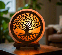 Naložite sliko v pregledovalnik galerije, himalajska solna lučka solna svetilka himalajske solne lucke luč sobna svetilka iz soli negativni ioni zdravje drevo življenja tree of life svetila pakistan