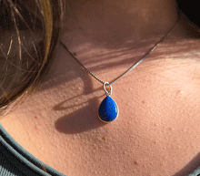 Naložite sliko v pregledovalnik galerije, srebrni obesek 925 lapis lazuli nakit kristal srebro 925 laps lazuli zenski nakit modni nakit kristali obese kristali poldragi kamni talisman