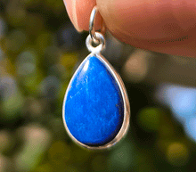 Naložite sliko v pregledovalnik galerije, srebrni obesek 925 lapis lazuli nakit kristal srebro 925 laps lazuli zenski nakit modni nakit kristali obese kristali poldragi kamni talisman