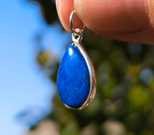 Naložite sliko v pregledovalnik galerije, srebrni obesek 925 lapis lazuli nakit kristal srebro 925 laps lazuli zenski nakit modni nakit kristali obese kristali poldragi kamni talisman
