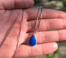 Naložite sliko v pregledovalnik galerije, srebrni obesek 925 lapis lazuli nakit kristal srebro 925 laps lazuli zenski nakit modni nakit kristali obese kristali poldragi kamni talisman