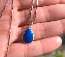 Naložite sliko v pregledovalnik galerije, srebrni obesek 925 lapis lazuli nakit kristal srebro 925 laps lazuli zenski nakit modni nakit kristali obesek kristali poldragi kamni talisman