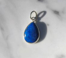 Naložite sliko v pregledovalnik galerije, srebrni obesek 925 lapis lazuli nakit kristal srebro 925 laps lazuli zenski nakit modni nakit kristali obese kristali poldragi kamni talisman