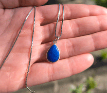 Naložite sliko v pregledovalnik galerije, srebrni obesek 925 lapis lazuli nakit kristal srebro 925 laps lazuli zenski nakit modni nakit kristali obese kristali poldragi kamni talisman