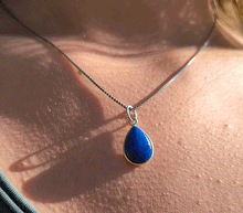 Naložite sliko v pregledovalnik galerije, srebrni obesek 925 lapis lazuli nakit kristal srebro 925 laps lazuli zenski nakit modni nakit kristali obese kristali poldragi kamni talisman