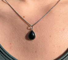 Naložite sliko v pregledovalnik galerije, srebrni obesek 925 oniks nakit kristal srebro 925 oniks zenski nakit modni nakit kristali obesek kristali poldragi kamni talisman