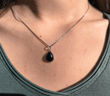 Naložite sliko v pregledovalnik galerije, srebrni obesek 925 oniks nakit kristal srebro 925 oniks zenski nakit modni nakit kristali obesek kristali poldragi kamni talisman