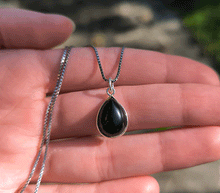 Naložite sliko v pregledovalnik galerije, srebrni obesek 925 oniks nakit kristal srebro 925 oniks zenski nakit modni nakit kristali obesek kristali poldragi kamni talisman