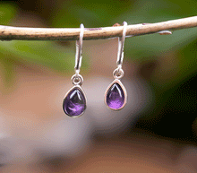 Naložite sliko v pregledovalnik galerije, srebrni zenski uhani 925 ametist zenski nakit nakit uhani srebro 925 uhani iz kristalov ametist uhani podragi kamni modni nakit kristali kristalni uhani ametist uhancki