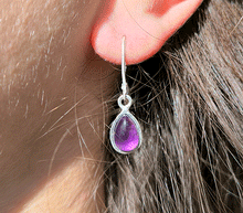 Naložite sliko v pregledovalnik galerije, srebrni zenski uhani 925 ametist zenski nakit nakit uhani srebro 925 uhani iz kristalov ametist uhani podragi kamni modni nakit kristali kristalni uhani ametist uhancki